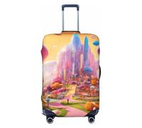 GUOLGP Candy Land Print - Copertura universale per valigia, elastica, lavabile, da viaggio, con doppia faccia, Nero , M