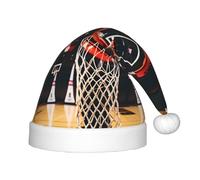 GUOLGP Cappello da elfo di Natale con stampa di pallacanestro per bambini, per feste di Babbo Natale, Halloween, vacanze