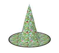 GUOLGP Cappello da strega con fenicottero e fiori d'amore, elegante, per feste di carnevale e cosplay, leggero e pieghevole