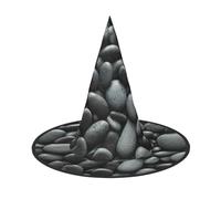GUOLGP Cappello da strega per Halloween, con stampa di ciottoli neri, per feste, carnevale e cosplay, leggero e pieghevole
