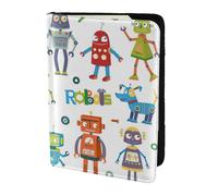 GUOLGP Carino Cartoon Robot Stampa Elegante Unisex Passaporto Viaggio Famiglia Vacanza Documenti Portafoglio Leggero Sicuro
