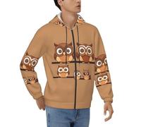 GUOLGP Carino Grande Marrone Cartoon Gufi Stampa Uomini Felpa Con Cappuccio Allentato Pullover Per Casual Workwear Stile Confortevole Felpa, Nero , M