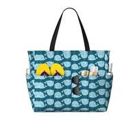 GUOLGP cartone animato balene sfondo stampa elegante borsa impermeabile tote multi-tasche pieghevole leggero avventure all'aperto