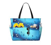 GUOLGP Cielo blu note musicali Stampa Elegante Borsa Impermeabile Tote Multi-Tasche Pieghevole Leggero Avventure All'aperto