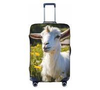 GUOLGP Copertura decorativa lavabile per valigie con cerniera nascosta con stampa capra, bianco, XL