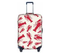 GUOLGP Copertura decorativa per valigia, lavabile, con cerniera nascosta, con stampa aragosta rossa, bianco, L