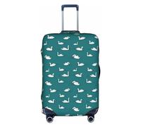 GUOLGP Copertura decorativa per valigie con stampa di cigni, con cerniera nascosta, lavabile, protezione per bagagli da viaggio, bianco, XL