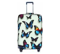 GUOLGP Copertura decorativa per valigie con stampa di farfalle e violoncello con cerniera nascosta, lavabile, protezione per bagagli da viaggio, bianco, S