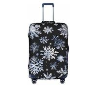 GUOLGP Copertura decorativa per valigie con stampa di pupazzo di neve, stelle e fiocchi di neve, cerniera nascosta, lavabile, protezione per bagagli da viaggio, bianco, S