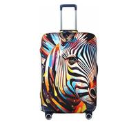 GUOLGP Copertura universale per valigie con stampa astratta animale zebrata, elastica, lavabile, da viaggio, con doppia faccia, Nero , L