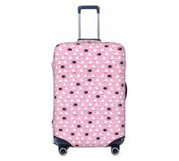 GUOLGP Copertura universale per valigie con stampa di pecore bianche su sfondo rosa, elastica, lavabile, da viaggio, con doppia faccia, Nero , M