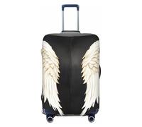 GUOLGP Copertura universale per valigie con stampa di piume d'angelo, elastica, lavabile, da viaggio, con doppia faccia, Nero , M