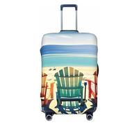 GUOLGP Copertura universale per valigie con stampa di scene di spiaggia con sedie, elastica, lavabile, copertura per bagagli da viaggio con doppia faccia, Nero , L