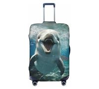 GUOLGP Copertura universale per valigie con stampa divertente di delfini, elastica, lavabile, da viaggio, con doppia faccia, Nero , M