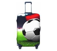 GUOLGP Copertura universale per valigie da viaggio, elastica, lavabile, con stampa di palloni da calcio, con doppia faccia, Nero , L