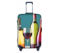 GUOLGP Copritesta decorativa per valigie con stampa senza bottiglie di bicchieri da cocktail e vino, con cerniera nascosta, lavabile, protezione per bagagli da viaggio, bianco, L