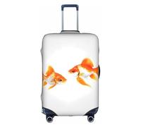 GUOLGP Cute Goldfish Print - Copertura decorativa per valigia, con cerniera nascosta, lavabile, da viaggio, bianco, L