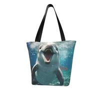 GUOLGP Divertente borsa a tracolla estiva con stampa di delfini animali da viaggio tote spiaggia gite giornaliere pendolari donna uomo accessorio