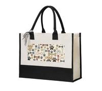 GUOLGP Dog Bones Paw Print Canvas Tote Bag Per Le Donne Per Spiaggia Viaggi Scuola Ufficio Uso quotidiano Shopping Bags