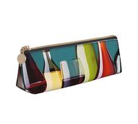 GUOLGP Elegante astuccio con stampa di bicchieri da cocktail e vino senza bottiglia, grande capacità, 20,3 x 5,6 x 6,1 cm, astuccio triangolare per tutti i giorni