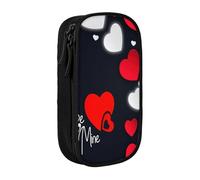 GUOLGP Felice San Valentino Stampa Funzionale Matita Sacchetti Multi-Compartimento di Stoccaggio Forniture Scuole Di Facile, Nero , Taglia unica, Con tasca per il