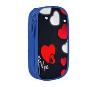 GUOLGP Felice San Valentino Stampa Funzionale Matita Sacchetti Multi-Compartimento di Stoccaggio Forniture Scuole Di Facile, Blu, Taglia unica, Con tasca per il