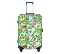 GUOLGP Flamingo Love Flowers Stampa Cerniera Nascosta Copertura Decorativa Valigie Lavabile Viaggio Bagaglio Protector, bianco, M
