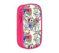 GUOLGP Giardino Fioritura Fiori di Campo, Uccelli, Foglie Rami Stampa Funzionale Matita Sacchetti Multi-Scompartimento di Stoccaggio Forniture Scu, rosa, Taglia unica, Con tasca per il