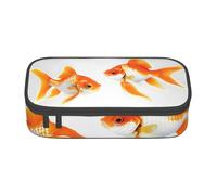 GUOLGP Grazioso astuccio con stampa di pesci rossi, elegante, di grande capacità, spazioso, per penne da studio, materiale scolastico e da viaggio, Nero , Taglia unica