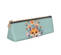 GUOLGP Grazioso astuccio con stampa di volpe e fiori, grande capacità, 20,3 x 5,6 x 6,1 cm, astuccio triangolare per tutti i giorni