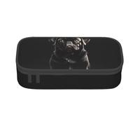 GUOLGP Grazioso astuccio nero con stampa di un carlino elegante e capiente, spazioso astuccio per penne da studio e articoli per la scuola da viaggio, Nero , Taglia unica