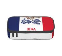 GUOLGP Iowa State Flag Print Elegante Grande Capacità Astuccio Spazioso Studio Penna Pouch Forniture Scuola Viaggio, Nero , Taglia unica