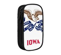 GUOLGP Iowa State Flag Print Functional Pencil Pouch Multi-scomparto Storage School Supplies Facile accesso, Nero , Taglia unica, Con tasca per il