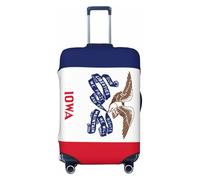 GUOLGP Iowa State Flag Print Universal Suitcase Cover elastica lavabile viaggio bagagli copertura con doppia faccia, Nero , S