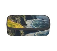 GUOLGP Irlanda All'aperto County Clare The Cliffs Stampa Elegante Grande Capacità Astuccio Spazioso Studio Penna Pouch Forniture Scuola Viaggio, Nero , Taglia unica