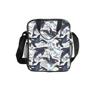 GUOLGP Killer Whale Print Clear Insulated Lunch Bag Capacità Food Tote Scuola Lavoro Viaggi Picnic Bento Box