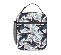 GUOLGP Killer Whale Stampa Funzionalità Tote Pratica Borsa Pranzo Picnic Snack Bevande Lavoro Scuola Viaggi