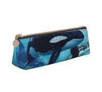 GUOLGP Killer Whales Swim Along - Astuccio con stampa a triangolo, grande capacità, 20,3 x 5,6 x 6,1 cm, per tutti i giorni