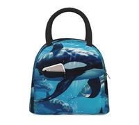 GUOLGP Killer Whales Swim Along Print elegante borsa termica per il pranzo leggera Tote lavoro scuola picnic mantiene i pasti freschi