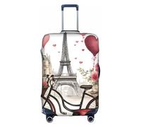 GUOLGP Love Paris Torre Caffè Vino Profumo Bicicletta Cuore Stampa Cerniera Nascosto Copertura Decorativa Valigia Lavabile Viaggio Bagaglio Protector, bianco, S