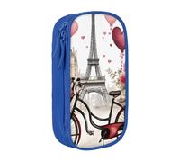 GUOLGP Love Paris Tower Caffè Vino Profumo Bicicletta Cuore Stampa Funzionale Matita Sacchetti Multi-Scomparti di Stoccaggio Forniture scolastiche di facile accesso, Blu, Taglia unica, Con tasca per
