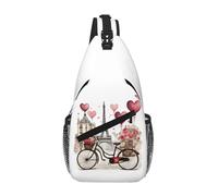 GUOLGP Love Paris Tower Caffè Vino Profumo Bicicletta Cuore Stampa Unisex Borsa Crossbody Sling Per Viaggi Escursionismo Uso quotidiano Moda Zaino a tracolla