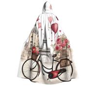 GUOLGP Love Paris Tower Caffè Vino Profumo Bicicletta Cuore Stampa Uomini e Donne Adulto Mantello Con Cappuccio Per Halloween Natale Carnevale feste a tema