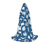 GUOLGP Mantello con cappuccio per Halloween con stampa di vita marina subacquea per uomini donne adolescenti mago veste per costume di Natale Carnevale