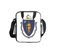 GUOLGP Massachusetts State Flag Print Clear Insulated Lunch Bag Capacità Tote Scuola Lavoro Viaggi Picnic Bento Box