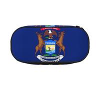 GUOLGP Michigan State Flag Print School Students Zipper Pouch Pencil Case Office Supplies Funzionalità Storage