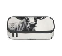 GUOLGP Mucca in bianco e nero stampa elegante grande capacità astuccio spazioso studio penna sacchetto forniture scolastiche viaggio, Nero , Taglia unica