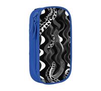 GUOLGP Nero Bianco Serpente Modello Stampa Funzionale Matita Sacchetti Multi-Scompartimento di Stoccaggio Forniture scolastiche Facile Accesso, Blu, Taglia unica, Con tasca per il