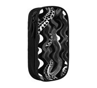 GUOLGP Nero Bianco Serpente Modello Stampa Funzionale Matita Sacchetti Multi-Scompartimento di Stoccaggio Forniture scolastiche Facile Accesso, Nero , Taglia unica, Con tasca per il