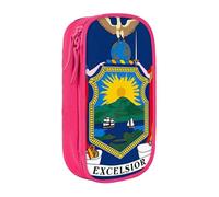 GUOLGP New York State Flag Print Funzionale Matita Pouch Multi-Scomparti Storage Forniture scolastiche di facile accesso, rosa, Taglia unica, Con tasca per il